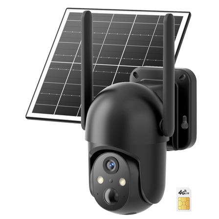 Conico 4G LTE Solar Cellular Security Camera, Black, 2K PTZ Wireless Outdoor Camera with Full-Color Night Vision, AI Human Detection, No WiFi Needed