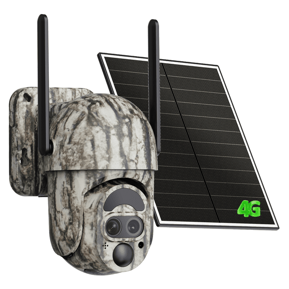 Conico 4G LTE Solar Dual-Lens Trail Camera, 12X Zoom 360° PTZ Game Camera for Hunting & Outdoor Security, 2K Night Vision, No WiFi