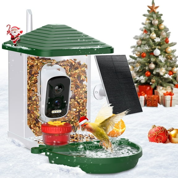 Conico Smart Bird Feeder with Camera, 5MP HD, AI Bird Recognition, Solar Powered WiFi Outdoor Squirrel Proof Feeder, Bird Watching Gift for Holidays Christmas Thanksgiving New Year