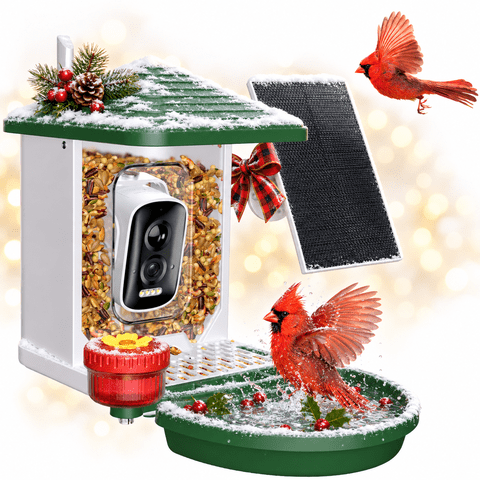 Conico Smart Bird Feeder with Camera, 5MP HD AI Bird Recognition, Solar Powered WiFi Outdoor Bird Feeder, Squirrel Proof, Bird Watching Gifts