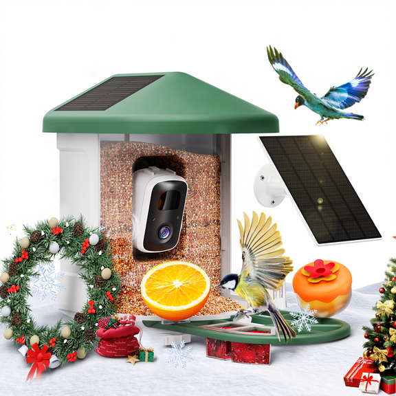 Conico Smart Bird Feeder with Camera, WiFi Bird Watching Camera, AI Recognition, Solar Powered, Squirrel Proof, Great Gift for Thanksgiving, Christmas & New Year