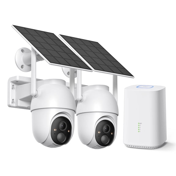 Conico Solar Wireless Outdoor Security Camera System, 2K PTZ Home WiFi Surveillance Camera with Color Night Vision, PIR Human Detection, No Monthly Fee, IP65 Waterproof, 2-Way Audio