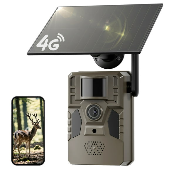 Conico Solar Cellular Trail Camera, 4G LTE Hunting Game Camera with 2k HD, Night Vision 82FT, Motion Activated 0.2s, IP66 Waterproof for Outdoor Wildlife Detection