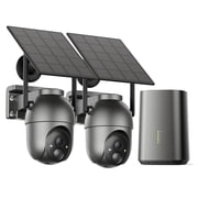 Conico Wireless Security Camera System, 2-Pack WiFi Cameras with Base Station, 2K PTZ Solar Powered, No Monthly Fee, Night Vision