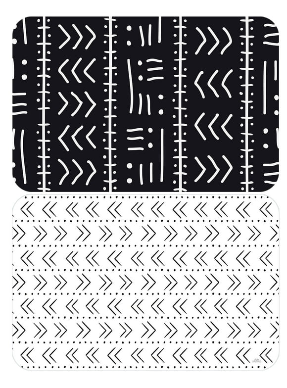 Conimar Tribal Texture , Reversible Black and White Placemat, 17.13" x 11.25", Individual Count, Flexible Plastic