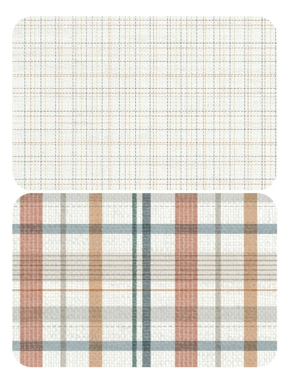 Conimar Woven Plaid Reversible Individual Table Placemat, 17.13" x 11.25", Tan, Flexible Plastic