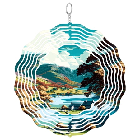 Coniston Water Lake District 3D Wind Spinner Metal Hanging Yard Art Decor UK Travel Nature Lover Gift