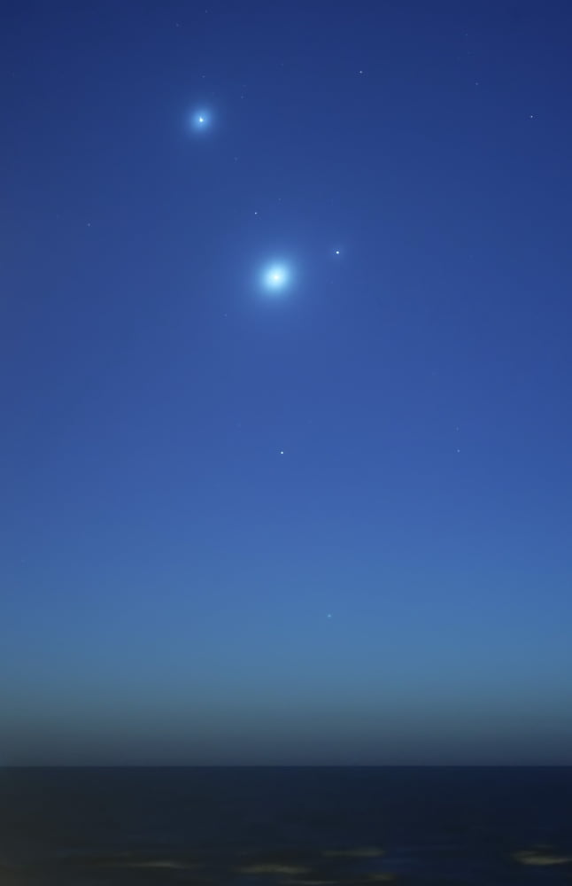 Conjunction of Jupiter Venus and Mercury Canvas Art - Luis ArgerichStocktrek Images (12 x 18)