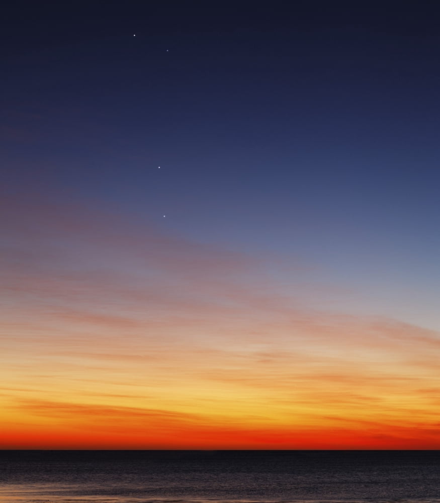 Conjunction of Venus Mercury Jupiter and Mars at dawn Canvas Art - Luis ArgerichStocktrek Images (14 x 15)