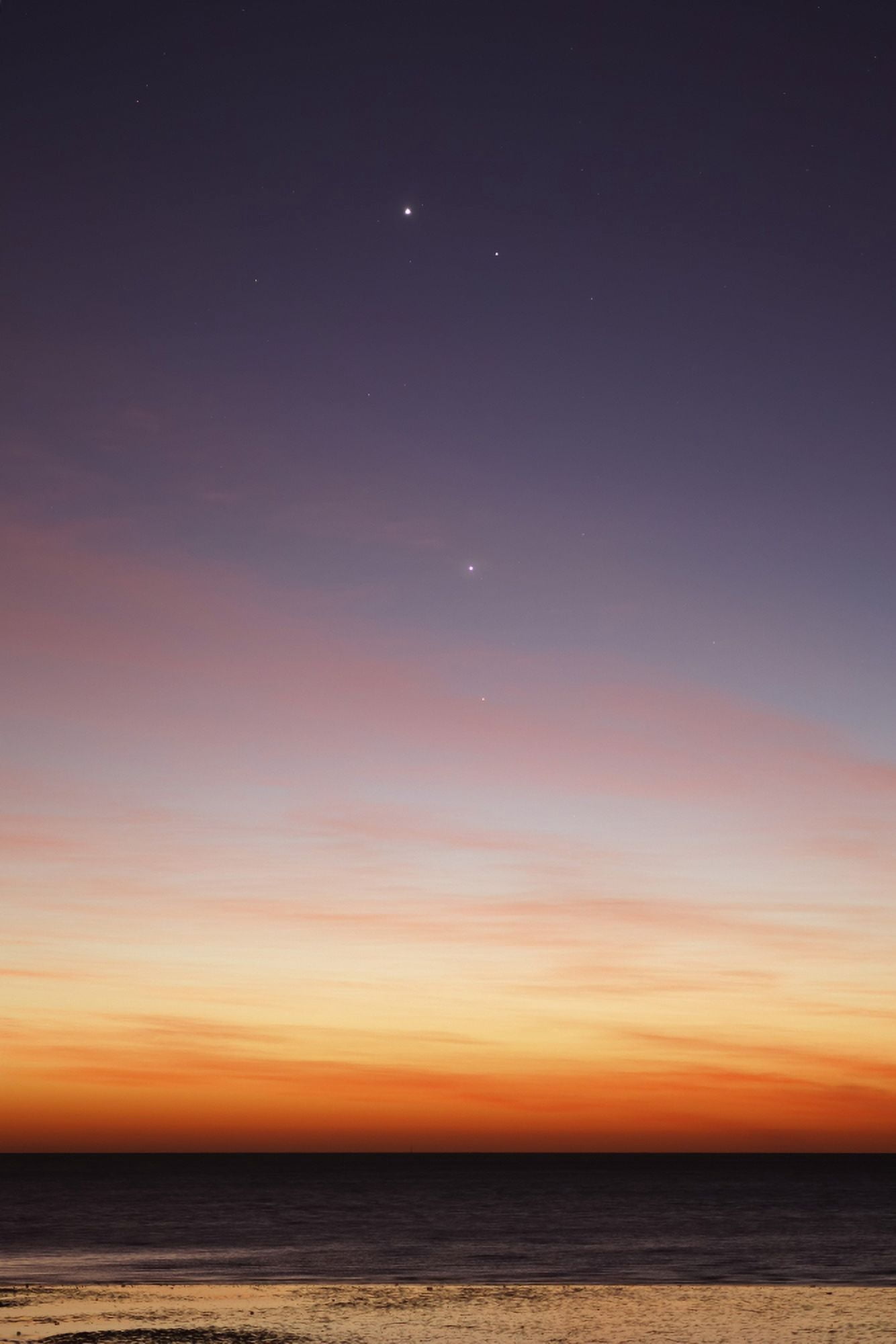 Conjunction of Venus Mercury Jupiter and Mars at dawn Canvas Art - Luis ArgerichStocktrek Images (23 x 35)