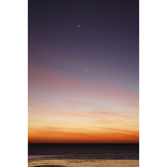 Conjunction of Venus Mercury Jupiter and Mars at dawn Canvas Art - Luis ArgerichStocktrek Images (23 x 35)