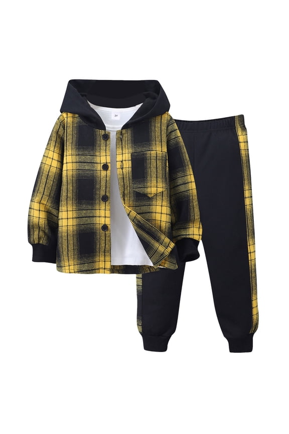 Conjuntos Para NiñOs Boys Clothing Sets 2Pcs Kids Boys Plaid Shirt Tops Pants Set Hoodie Sweatsuit for Fall Winter Spring Outfits