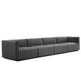 thumbnail image 1 of Conjure Channel Tufted Performance Velvet 4-Piece Sofa-EEI-5767-BLK-COG, 1 of 14
