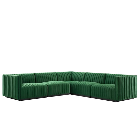 Conjure Channel Tufted Performance Velvet 5-Piece Sectional-EEI-5772-BLK-COG