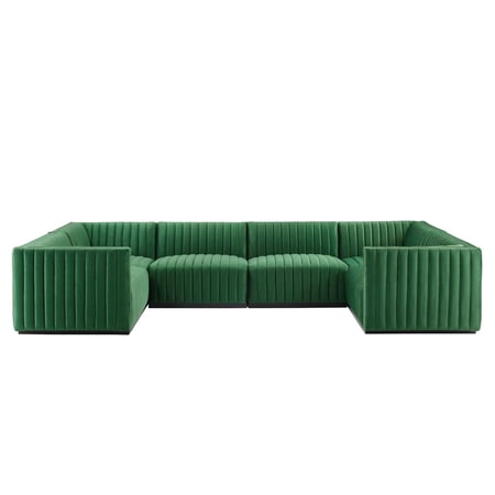 Conjure Channel Tufted Performance Velvet 6-Piece Sectional-EEI-5773-BLK-COG
