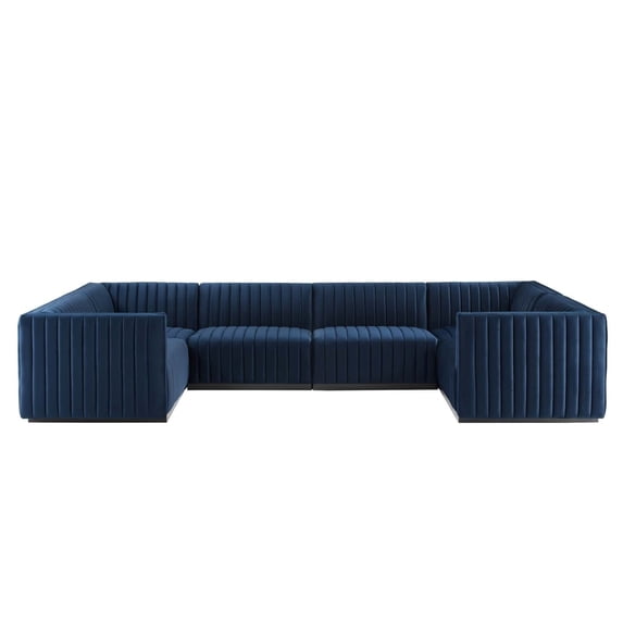 Conjure Channel Tufted Performance Velvet 6-Piece Sectional-EEI-5773-BLK-COG
