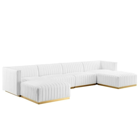 Conjure Channel Tufted Performance Velvet 6-Piece Sectional-EEI-5846-GLD-BLK