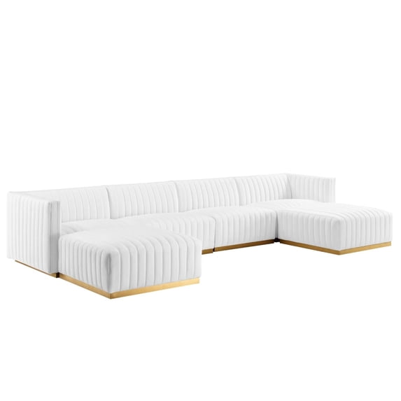 Conjure Channel Tufted Performance Velvet 6-Piece Sectional-EEI-5846-GLD-BLK