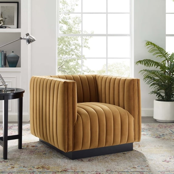 Conjure Channel Tufted Performance Velvet Accent Armchair