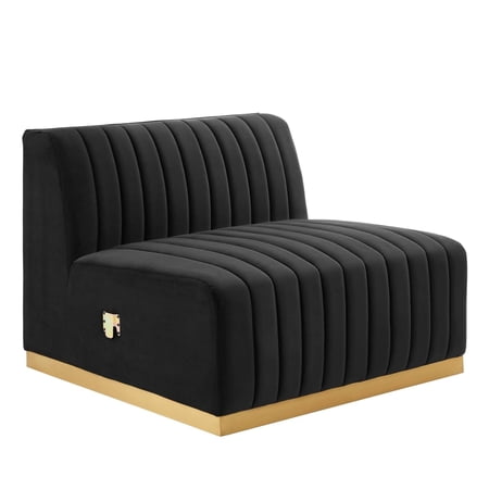 Modway Conjure Channel Tufted Performance Velvet Armless Chair - Gold/Dusty Rose