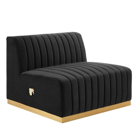 Modway Conjure Channel Tufted Performance Velvet Armless Chair - Gold/Dusty Rose