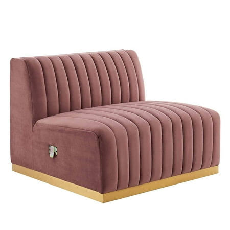 Modway Conjure Channel Tufted Performance Velvet Armless Chair - Gold/Dusty Rose