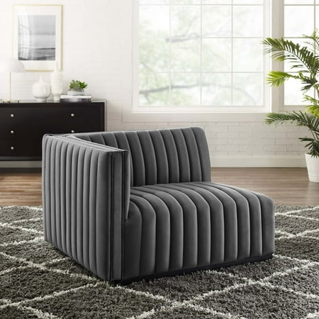 Conjure Channel Tufted Performance Velvet Left-Arm Chair-EEI-5490