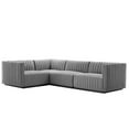 thumbnail image 1 of Conjure Channel Tufted Upholstered Fabric 4-Piece L-Shaped Sectional-EEI-5791-BLK-BEI, 1 of 6