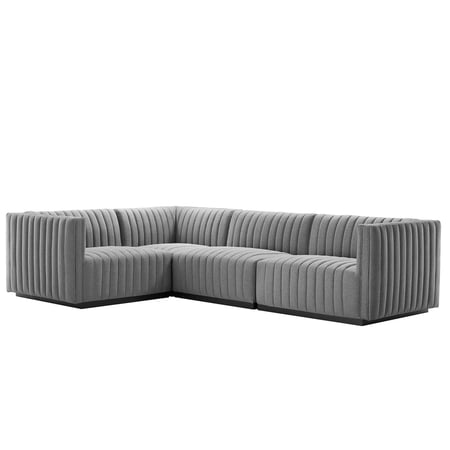 Conjure Channel Tufted Upholstered Fabric 4-Piece L-Shaped Sectional-EEI-5791-BLK-BEI