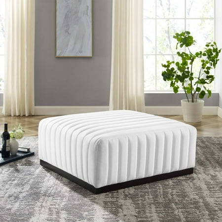 Conjure Channel Tufted Upholstered Fabric Ottoman-EEI-5501
