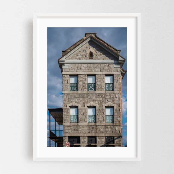 Conkling & Bank - Baltimore Maryland Photography Architecture Vintage Cityscape Street Photography White Framed Wall Art Print 5 x 7 inches
