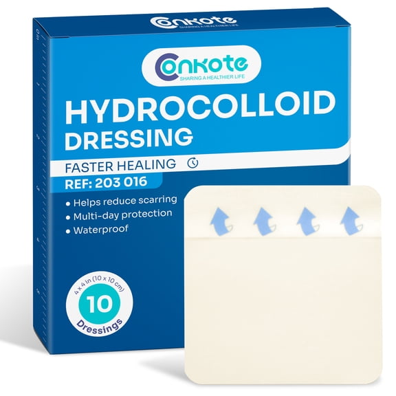 Conkote Hydrocolloid Wound Dressings 4x 4 Ultra Thin Waterproof Hydrocolloid Bandages 10 Pack