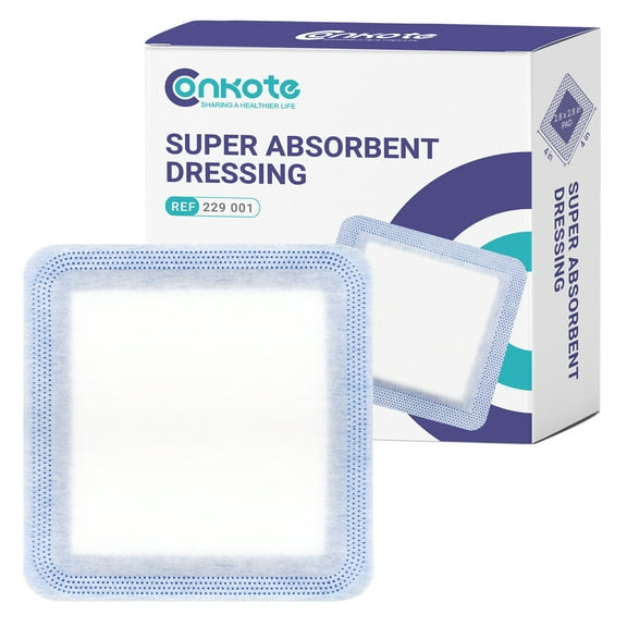 Conkote Super Absorbent Wound Dressing Non-Stick Pads 10 Pack, 4"x4" Sterile Non-Adhesive Absorbent Bandages, Soft Wound Care Pads for High Exudating Wounds, Ulcer, Surgical, l - ll Degree Burns