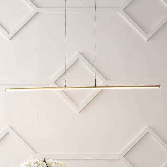JONATHAN Y Conley 39.5" Dimmable Adjustable Integrated LED Metal Linear Pendant, Brass Gold