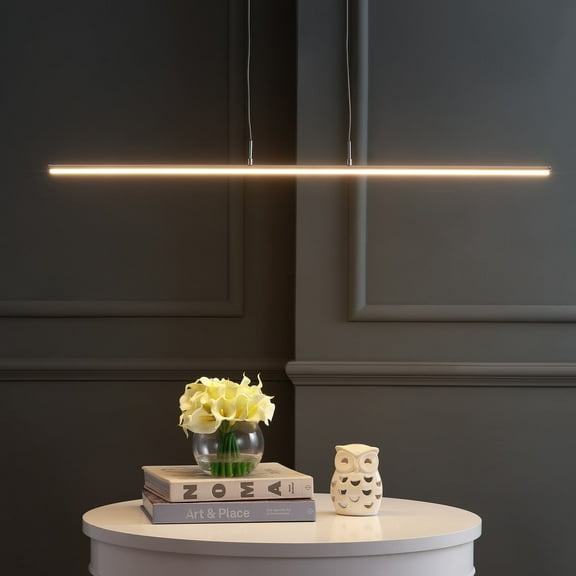 JONATHAN Y Conley 39.5" Dimmable Adjustable Integrated LED Metal Linear Pendant, Chrome