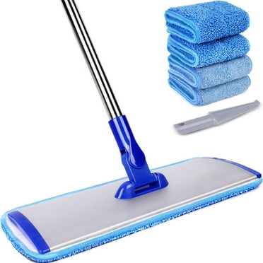 Conliwell 18"Microfiber Mop with Stainless Steel Handle-4 Reusable Mop Pads