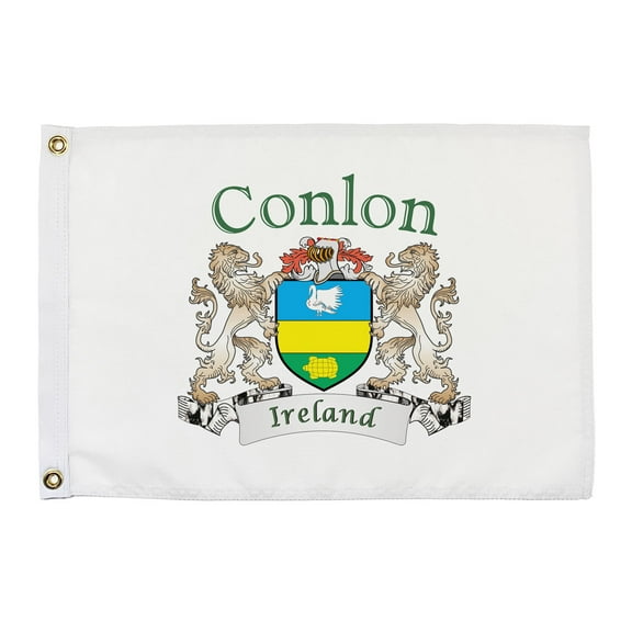 Conlon Irish Coat of Arms Small White Flag - 16"x10.5" inches