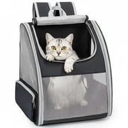 Conlun Cat Backpack Carrier for Small Dogs and Cats Fit Up to 15 Lbs,Small Dog Backpack, Foldable with 3-Side Mesh Windows, Pet Carrier for Travel & Hiking Friendly Gray
