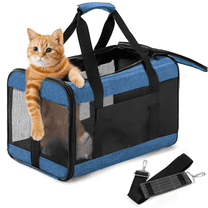 Conlun Cat Carrier,Foldable Soft-Sided Large Cat Carrier,Airline Approved Cat Carriers With Safety Leash,Comfort for Cat Travel Carrier,Blue