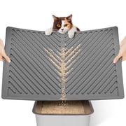 Conlun 22" x 16" Arched Crossbar Cat Litter Mat,Waterproof & Urine Proof Single-Layer Trapping Mat,Soft EVA Paw-Friendly Design,Gray