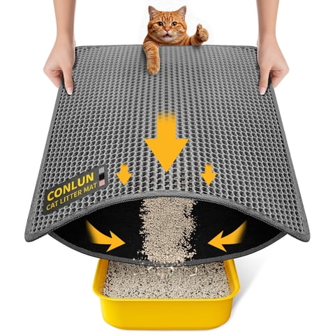 Conlun Cat Litter Mat - 23"x17" Honeycomb Double Layer, Urine Waterproof, and Easy to Clean