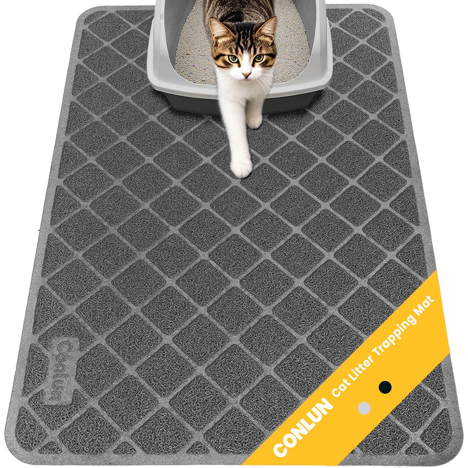 Gray PVC Non-Slip Cat Litter Trapping Mat, 24" x 17"