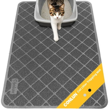 Conlun Cat Litter Mat, 24" x 17" Premium Durable PVC, Non-Slip, Less Waste, Urine Waterproof