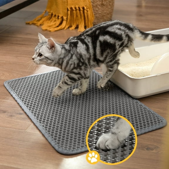 Conlun Cat Litter Mat - 25"x15" Honeycomb Double Layer, Urine Waterproof, and Easy to Clean