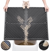 Conlun 30" x 24" Arched Crossbar Cat Litter Mat,Waterproof & Urine Proof Single-Layer Trapping Mat,Soft EVA Paw-Friendly Design,Black