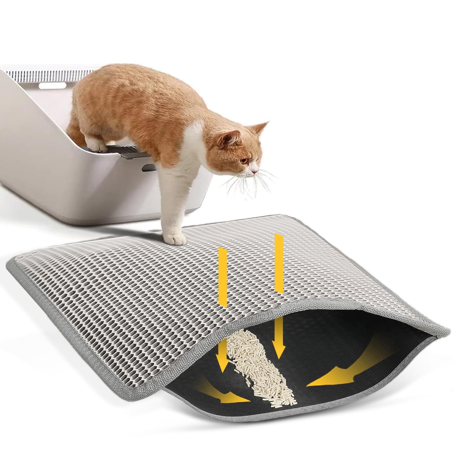 Conlun Cat Litter Mat Litter Trapping Mat, Double Layer Honeycomb ...