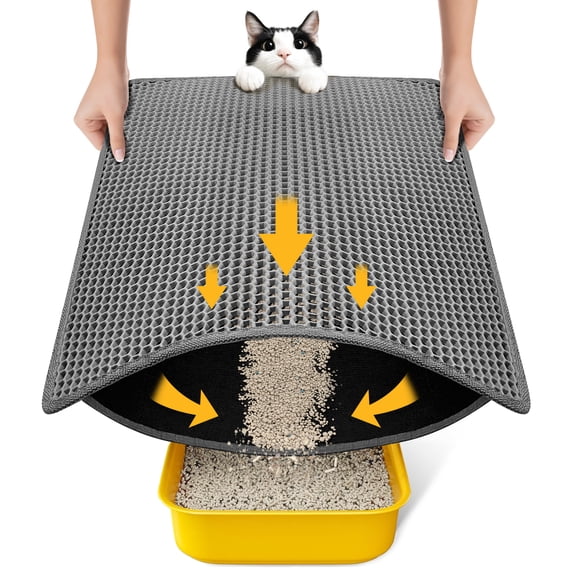 Conlun Double Layer Honeycomb Cat Litter Mat, Non-Slip & Washable, Gray, 24" x 18"