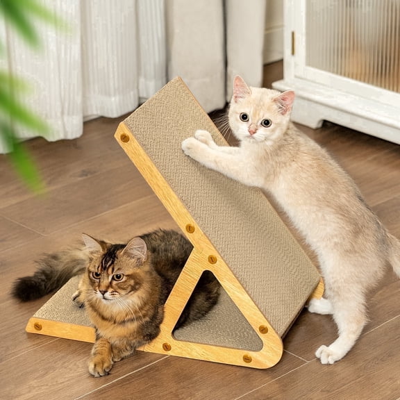 Conlun Cat Scratcher,A-Frame Cat Scratcher Vertical & Horizontal Scratching pad for Multiple Cats, Double-Sided Scratch & Lounge Cardboard, Reclaimed Wood Look, Easy Assembly