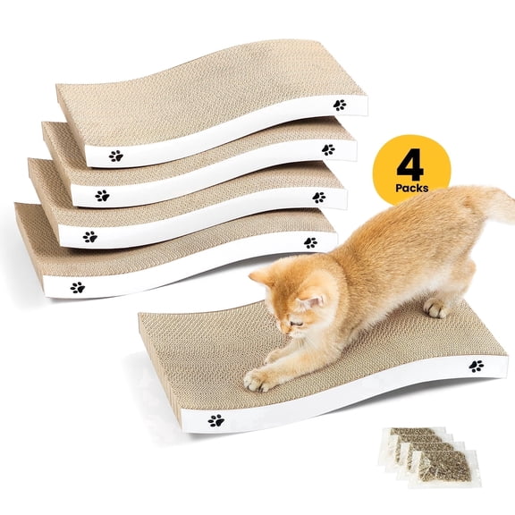Conlun Cat Scratcher Cardboard, 4Pack Scratching Pad with Premium Scratch Textures Design, Durable, Reversible