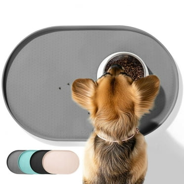 Conlun Dog Food Mat,BPA-Free Silicone Pet Food Mats for Floor Waterproof,1/2 Inch Raised Edges Cat Dog Feeding Mat(Gray,19"x12")